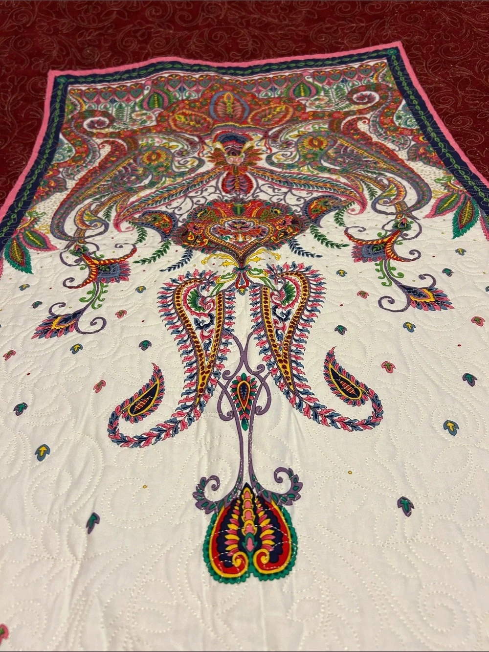 ONE OF A KIND- HANDCRAFTED Multicolor Paisley Panel Quil